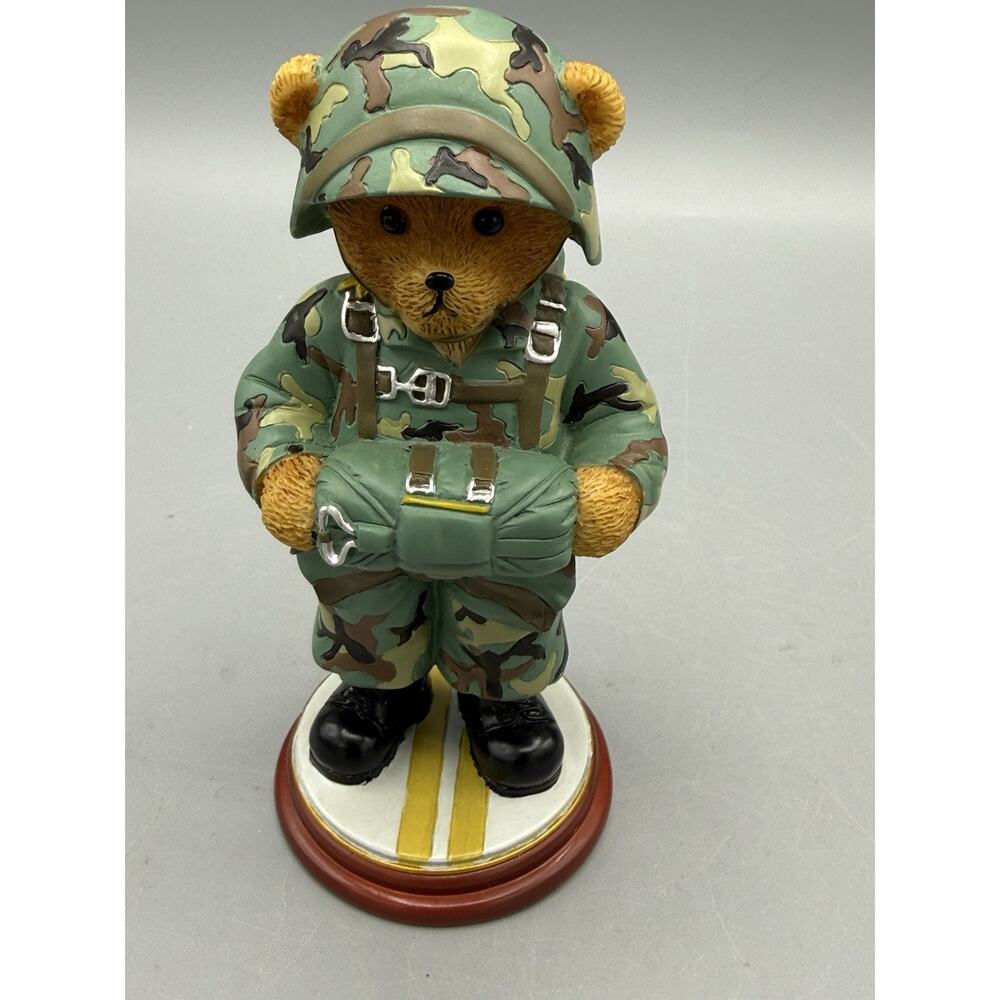 Hamilton Collection Army Jumpstart Bear Figurine Faithful Fuzzies #0639
